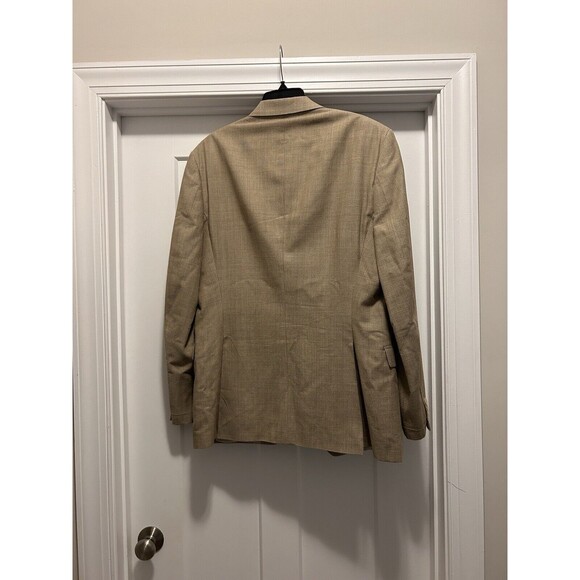 Austin Reed Blazer Men 44L Tan Brown Check Silk Wool Blend Sport Coat 2 Button - Picture 5 of 5